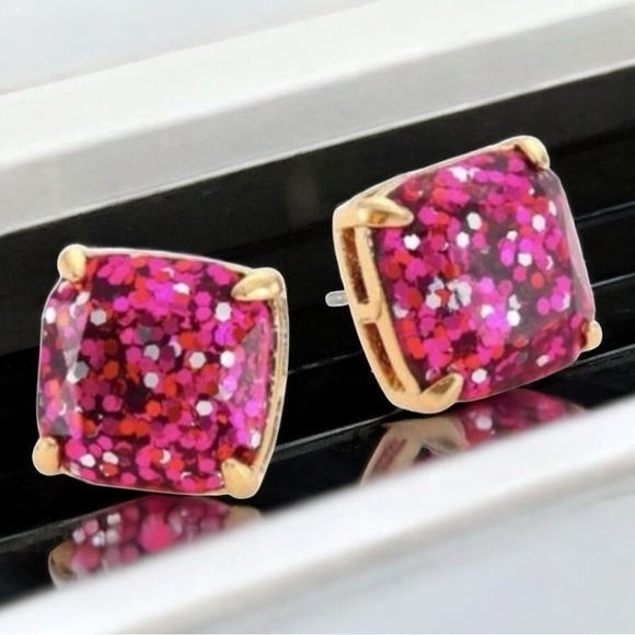 Kate Spade Pink Glitter Studs - Picture 1 of 2